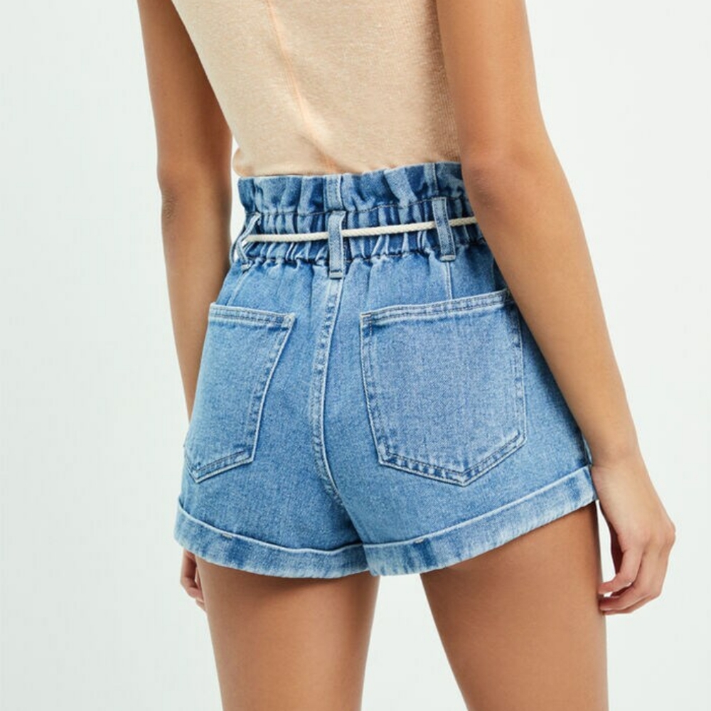PacSun Lauren Blue Paperbag Denim Mom Shorts - Picture 7 of 9